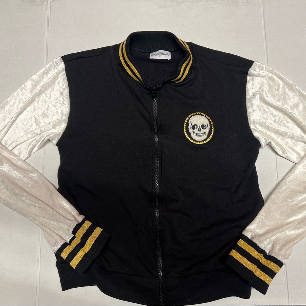 Lauren Moshi Black and White Bomber Jacket with Yellow Accents